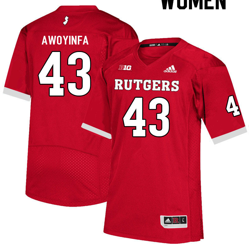 Women #43 Dami Awoyinfa Rutgers Scarlet Knights College Football Jerseys Sale-Scarlet - Click Image to Close